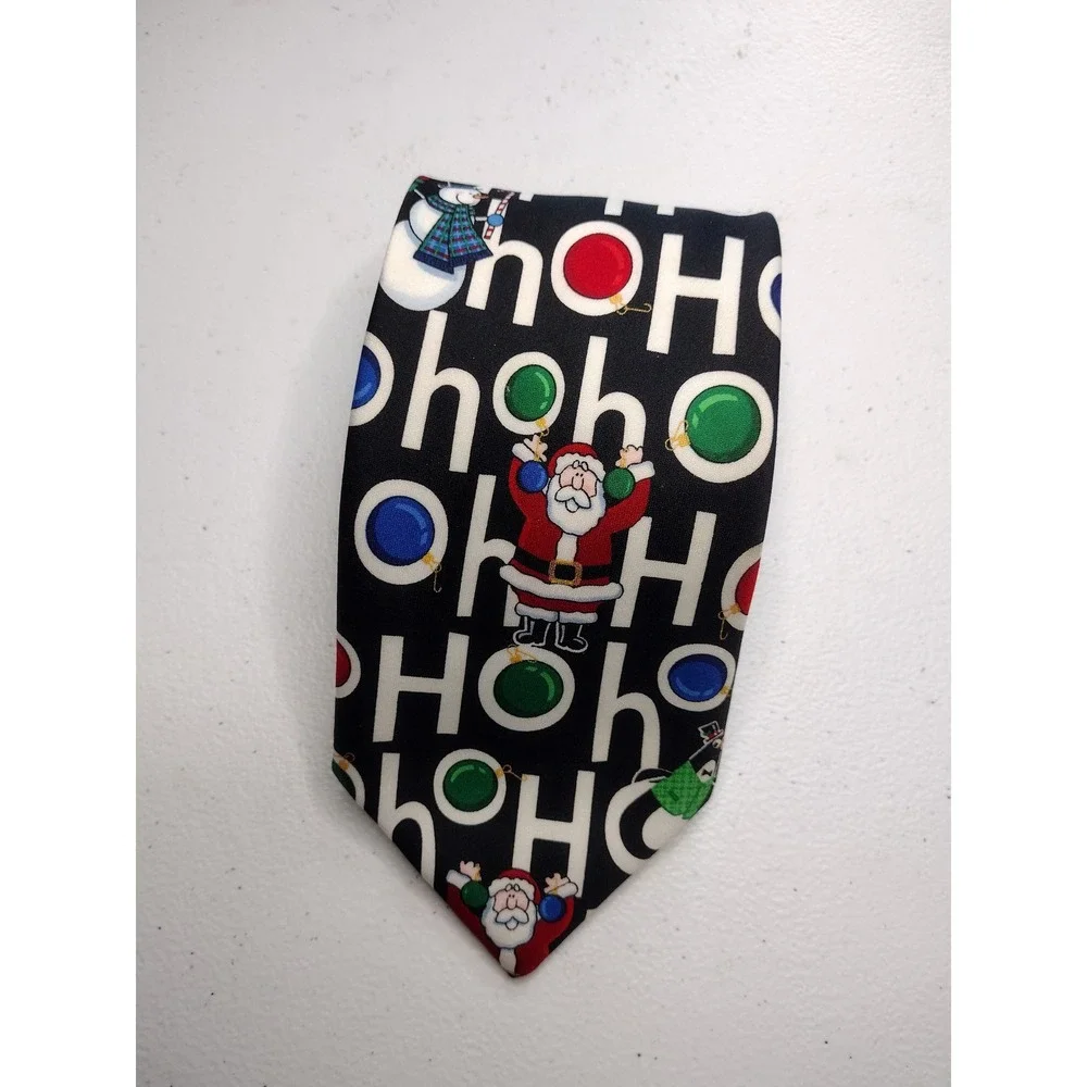 Yule Greetings Novelty Christmas Necktie Santa Ho Ho‎ Ho Holiday Tie